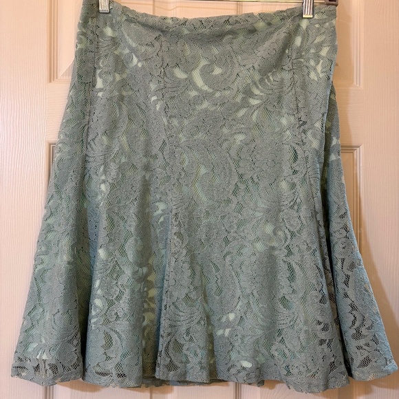 Light Turquoise knee-length lace skirt Size 14 - Picture 1 of 7